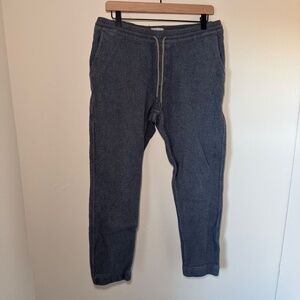 Taylor Stitch Pants Men's LG Blue Grey Knit Apres Joggers Lounge Pull On